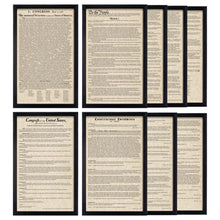 Load image into Gallery viewer, Framed Declaration of Independence Framed Constitution Framed Bill of Rights Framed Constitutional Amendments 11-27 Parchment Paper Wood Frame Glass Pane