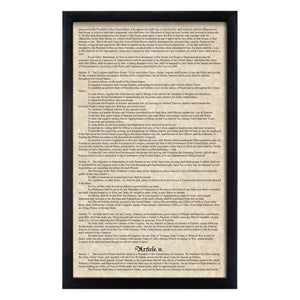 Framed Declaration of Independence, Constitution & Bill of Rights