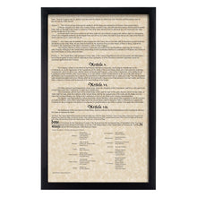 Load image into Gallery viewer, Framed Declaration of Independence, Constitution, Bill of Rights &amp; Constitutional Amendments 11-27 (Complete Set)