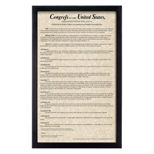 Load image into Gallery viewer, Framed Bill of Rights Parchment Paper Wood Frame Glass Pane