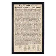 Load image into Gallery viewer, Framed Declaration of Independence Parchment Paper Wood Frame Glass Pane