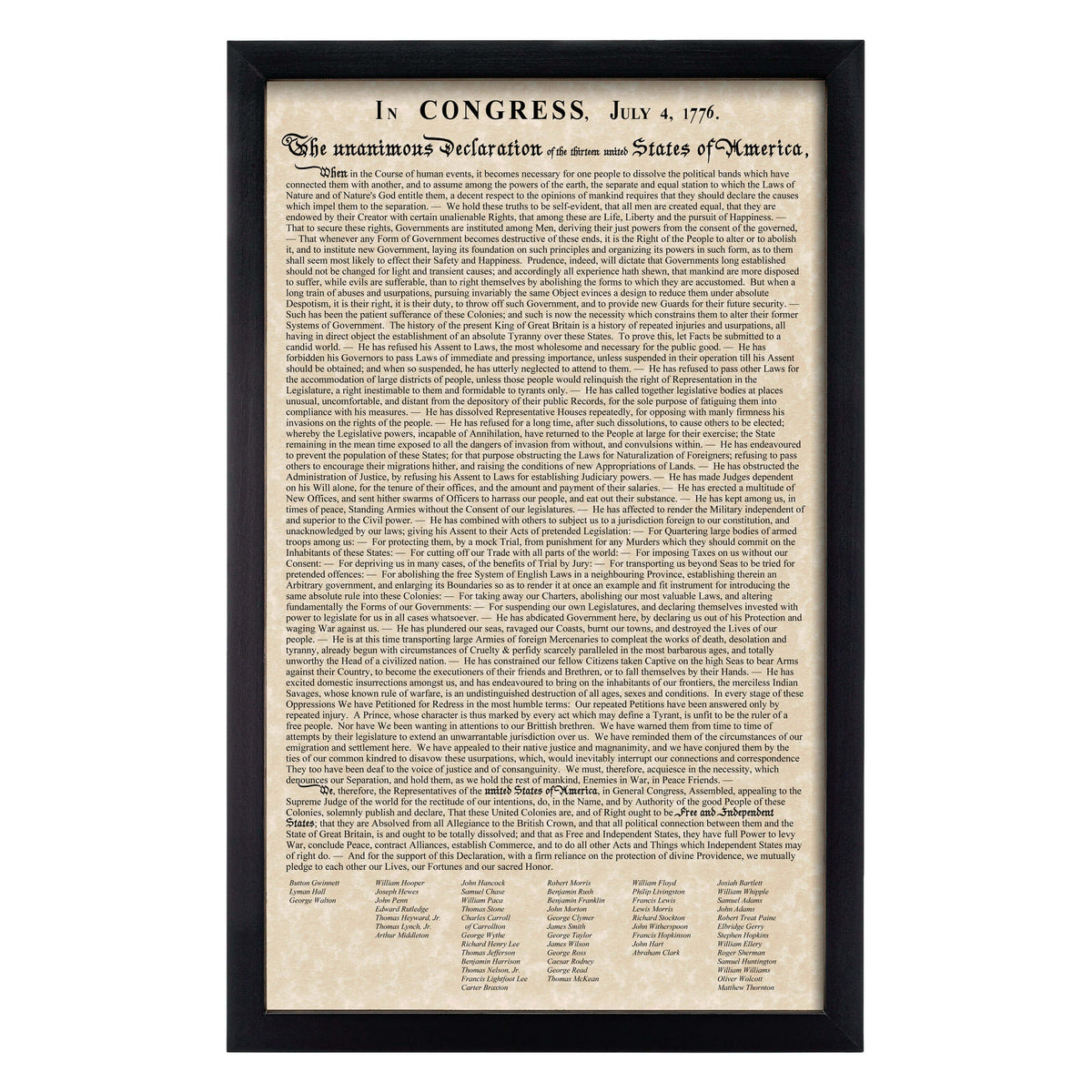 Framed Declaration of Independence, Constitution, Bill of Rights & Con ...